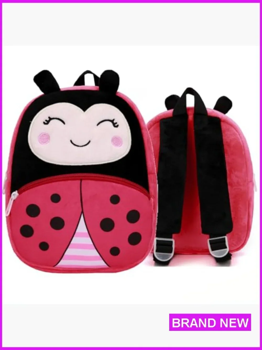 Plush Zoo Animal Backpack Fun Cartoon Design Adjustable Straps Daypack